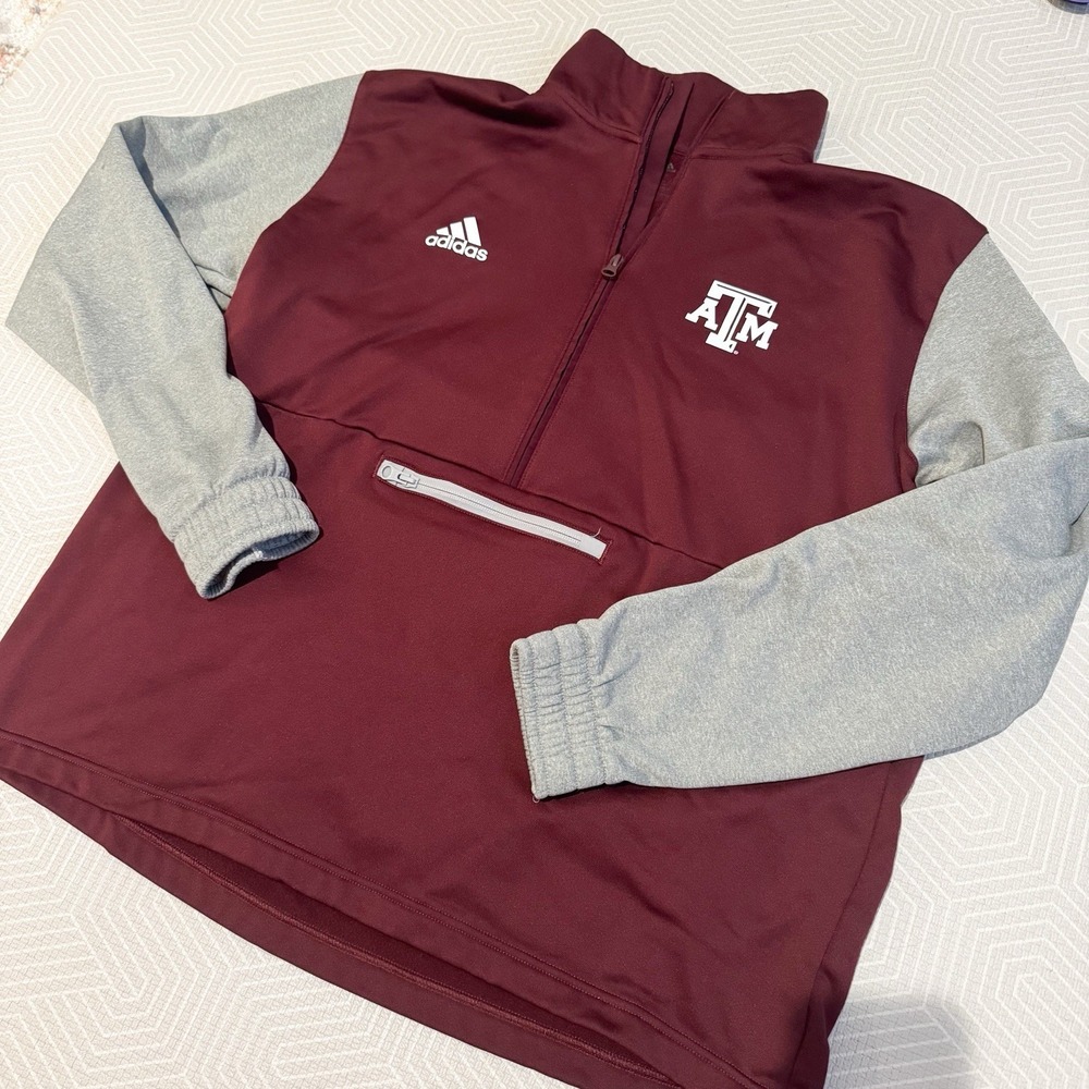 Adidas Texas A&M Aggies Quarter-Zip Pullover Maroon Men's XL